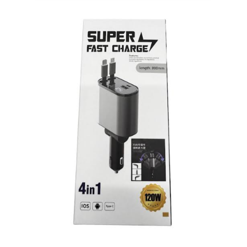 Заряджання Адаптер/ФМ модулятор Car Usb 120W (Вольтметр + дріт Type-C + iPhone) / PT16 (50 шт.)