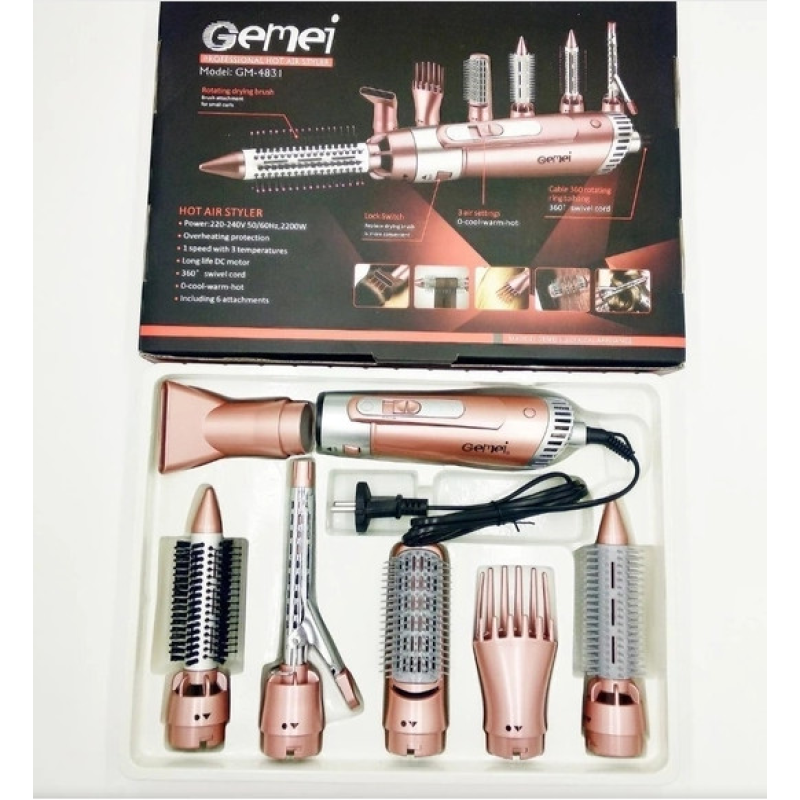Фен-гребінець для укладання та сушіння волосся 7 в 1 GEMEI GM4831