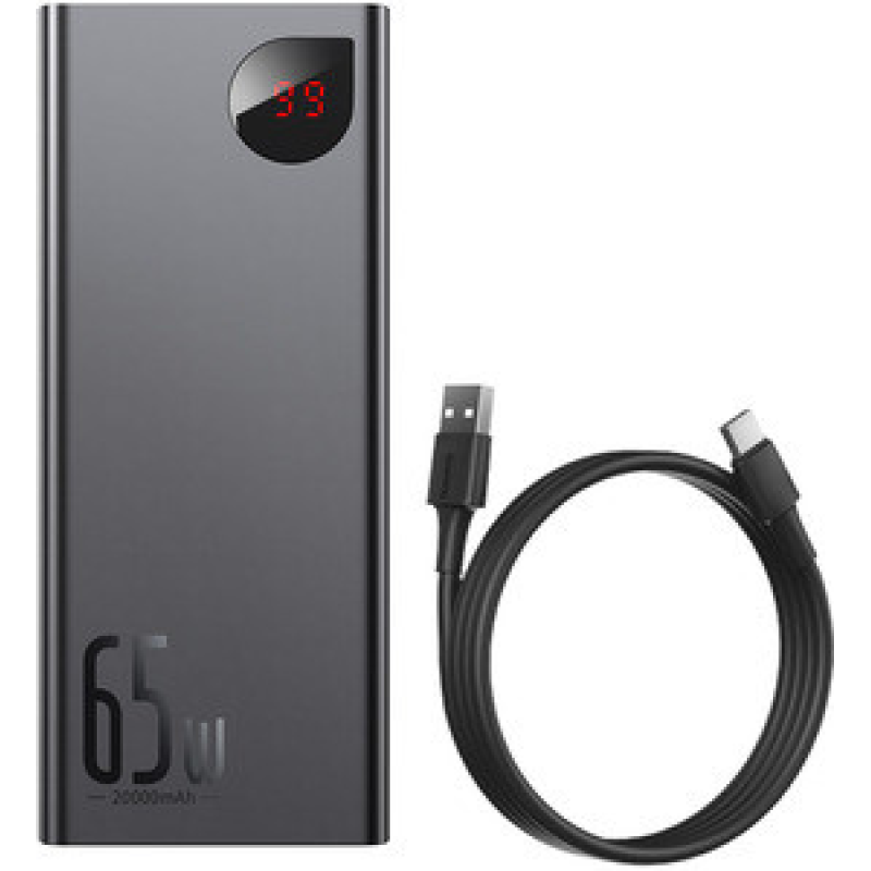 Повербанк для ноутбука Baseus Adaman Metal Digital Display 65W 20000mAh Black