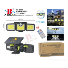 Вуличний ліхтар із сонячною панеллю та датчиком руху Solar Wall Lamp X-BAIL BL-JD-2959 (40 шт.)