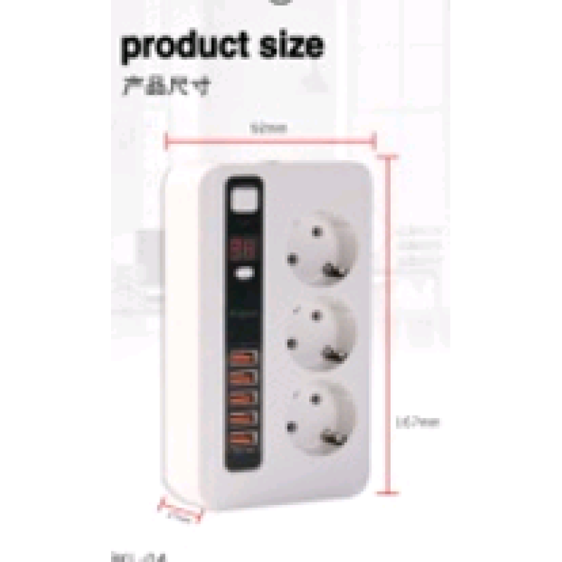 Мережевий подовжувач Anti-Static Timer Smart Plug European Hole BKL-04 (3-роз“єми/5-USB/3.4A) (50 шт.)