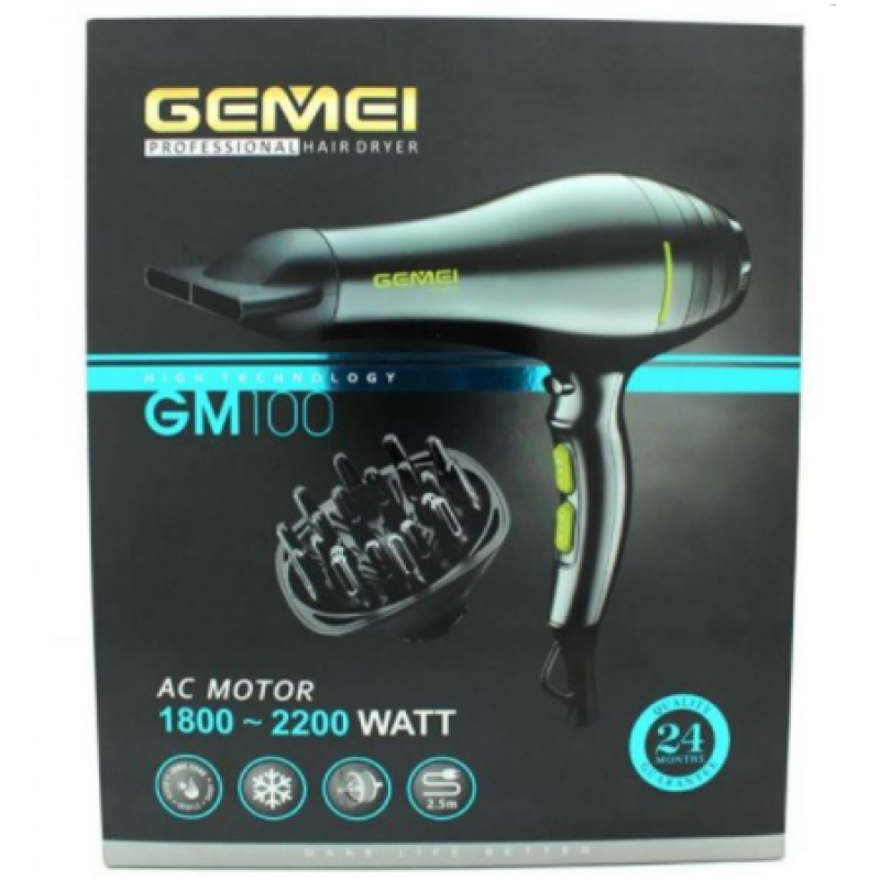 Фен GEMEI GM100 (AC Motor 2200Вт) (24шт)